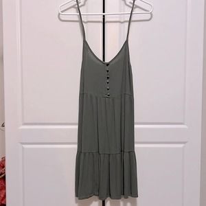 Mossimo Olive Spaghetti Strap Sundress XS Button Front Textured Mini Dre…